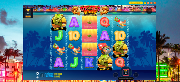slot Bigger Bass Bonanza com tr&ecirc;s s&iacute;mbolos Scatter